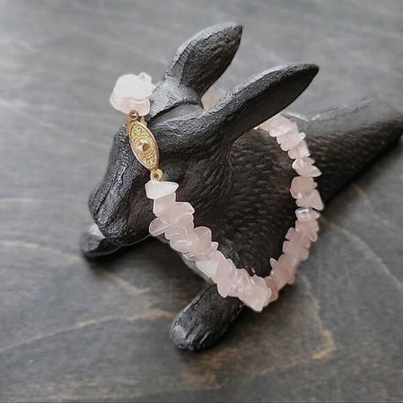 Vtg tumbled rose quartz beaded bracelet - Picture 6 of 6